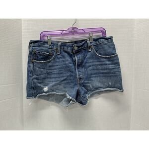 Levi's Womens 501 Jean Shorts Size 32 Medium Wash Denim Cut Off Style Button Fly